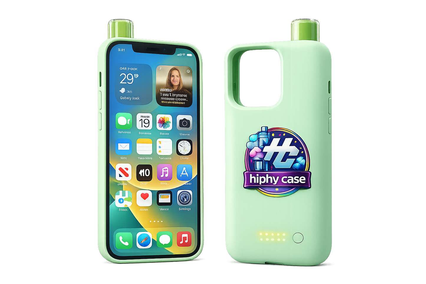 Hiphy Case Miami Mint vape phone case with cool mint flavor and rechargeable design