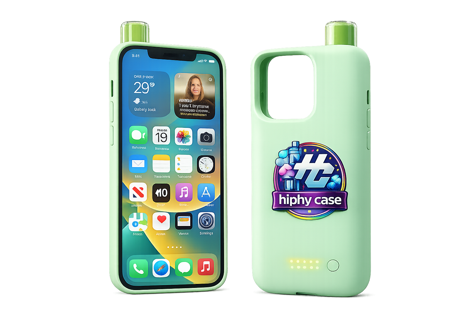 Hiphy Case Miami Mint vape phone case with cool mint flavor and rechargeable design